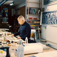 Yadegar Asisi in his studio, photo: Felix Broede © asisi