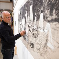 Yadegar Asisi in seinem Atelier, Foto: David Oliveira, © asisi